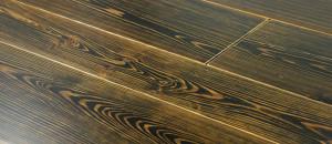 wide reclaimed heart pine hardwood flooring with black stain custom