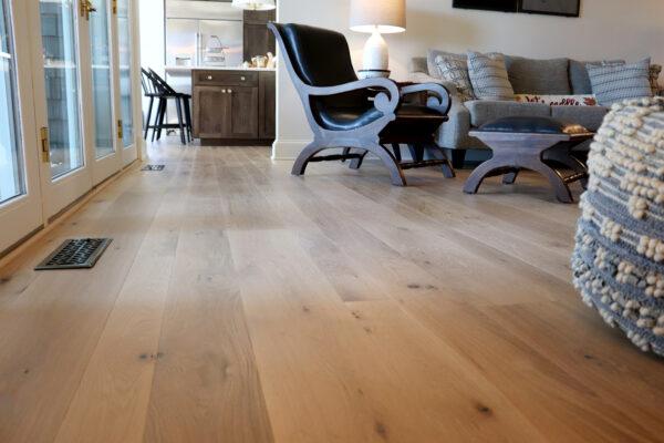Solid white oak floor with Invisible color finish cool perspective