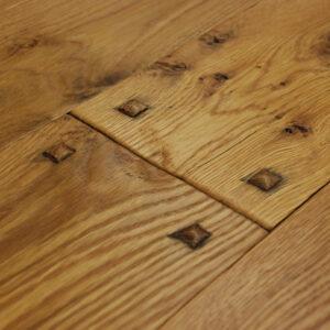 Hand Scraped Wide Plank White Oak Raised Pegs Hard Wax Oil Finish
