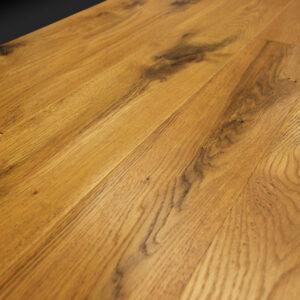 Hand Scraped, Wide Plank, White Oak Flooring with Harvest Colored Hard Wax Oil Finish