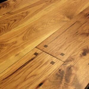 Wide Plank Hickory Floor with Soft Edges, Flush Pegs, Smoke Accents and Pure Colored Hard Wax Oil Finish 2