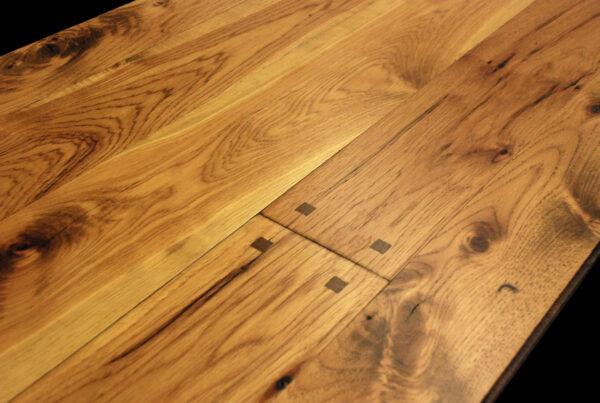Wide Plank Hickory Floor with Soft Edges, Flush Pegs, Smoke Accents and Pure Colored Hard Wax Oil Finish 2