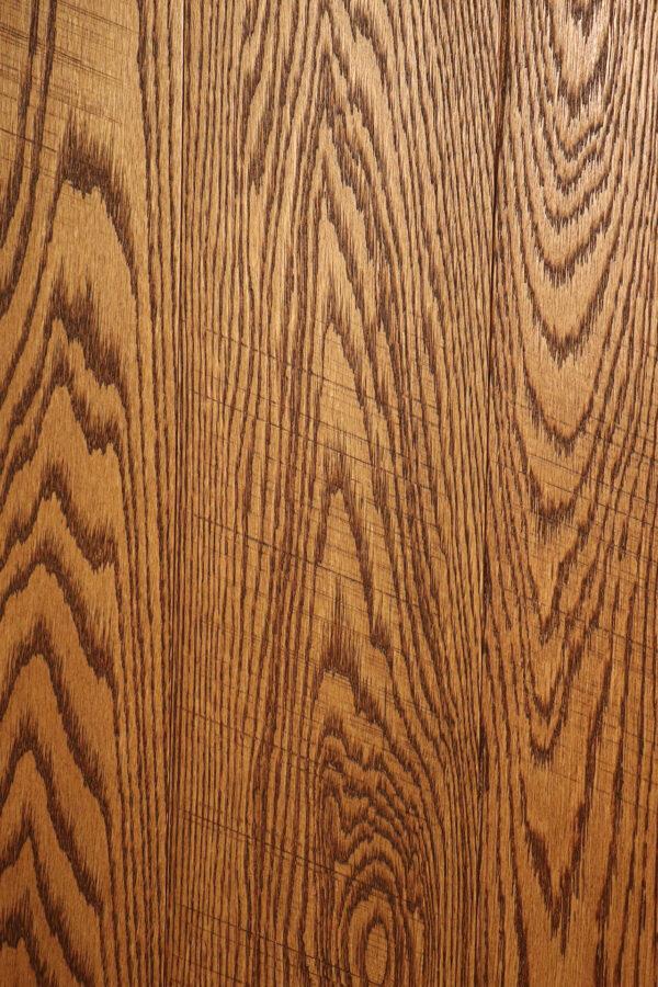 Wide Plank, Red Oak Flooring, Wire Brushed with Saw Marks and Russet Colored Hard Wax Oil, Eco-friendly Finish, Sustainably Harvested Lumber